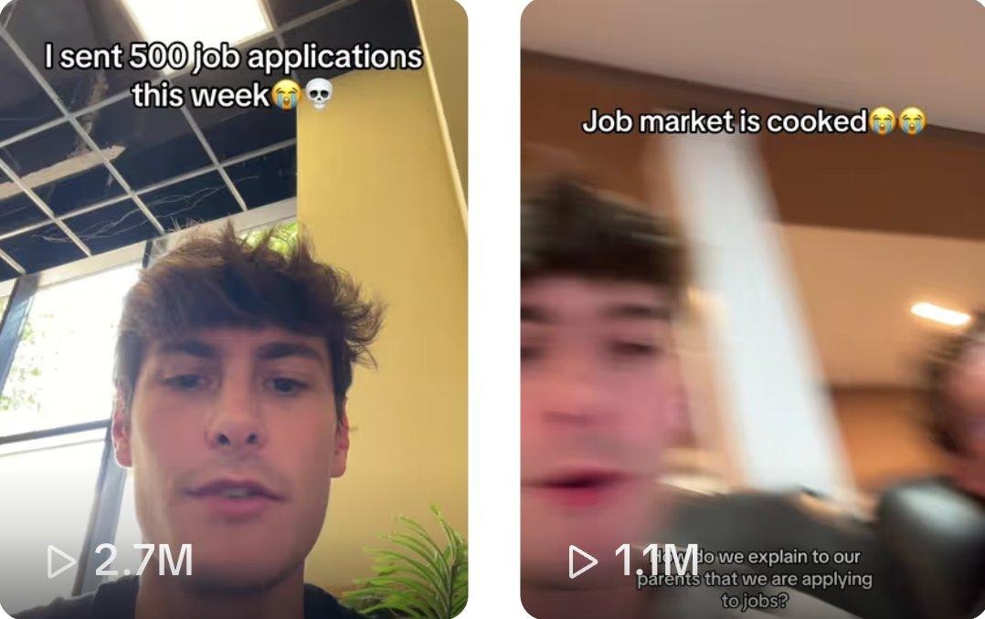 Max's job search content: 2.7M and 1.1M views